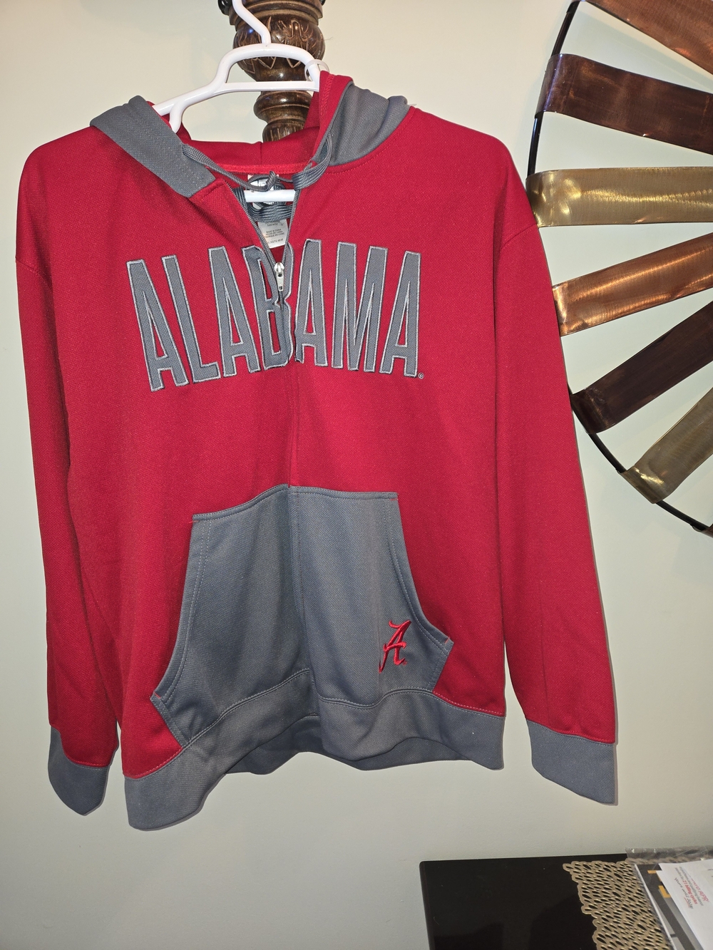 Knights Apparel Red and Gray Alabama Zip-Up Men's Sweater Hoodie